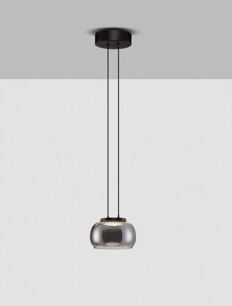 LED Pendelleuchte rund Ø 18 cm Schwarz Grau dimmbar warmweiß