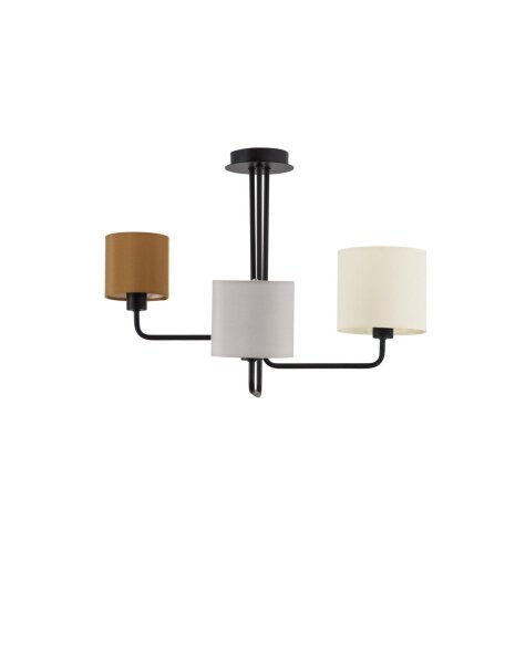 Deckenlampe E27 56 cm breit Schwarz Grau Braun 3 flammig