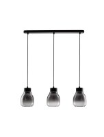 H&auml;ngelampe Schwarz Grau 75 cm lang E27 Rauchglas 3...