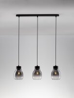 Hängelampe Schwarz Grau 75 cm lang E27 Rauchglas 3...