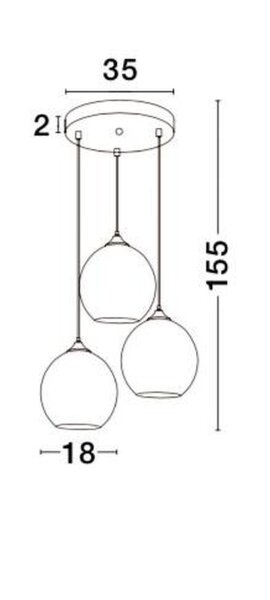 Hängelampe in Schwarz Kupfer 35 cm breit E27 Glas Metall