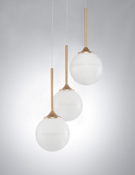 Pendelleuchte rund G9 25 cm breit in Gold Weiß Retro Kugel