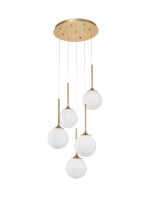 H&auml;ngelampe Retro in Gold Wei&szlig; 35 cm breit G9...