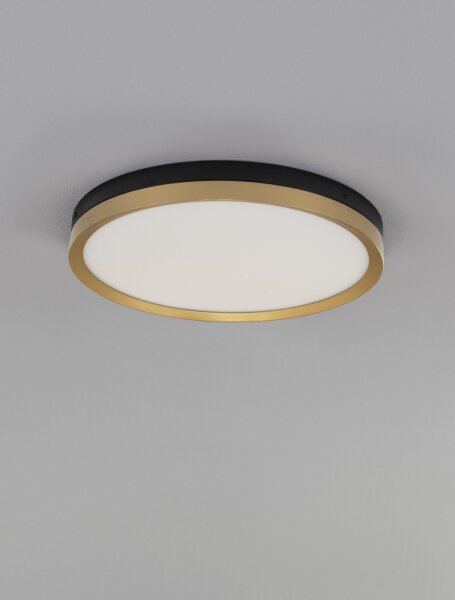 LED Deckenlampe rund Ø 40 cm in Schwarz Gold Metall warmweiß