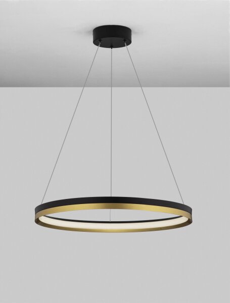 LED Pendelleuchte in Schwarz Gold Ø 60 cm dimmbar Metall