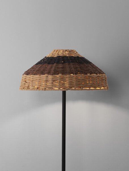 Stehlampe E27 148 cm Schwarz Braun Natur Rattan Metall