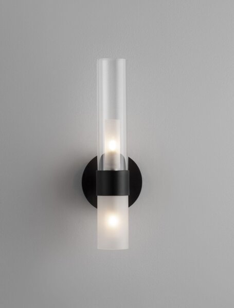 Wandlampe schmal G9 31 cm hoch Schwarz Klarglas Metall