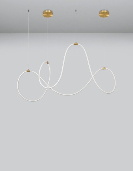 LED Hängelampe in Gold 150 cm lang dimmbar Metall warmweiß
