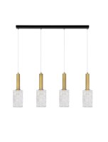 H&auml;ngelampe in Schwarz Gold 90 cm lang E27 Klarglas 4...