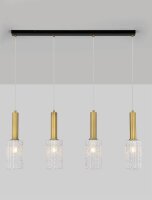 Hängelampe in Schwarz Gold 90 cm lang E27 Klarglas 4...