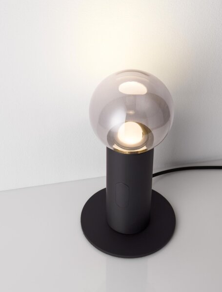LED Tischlampe Schwarz 30 cm dimmbar rund warmweiß Kugel