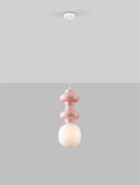 Hängeleuchte Weiß Rosa 18 cm breit E14 höhenverstellbar