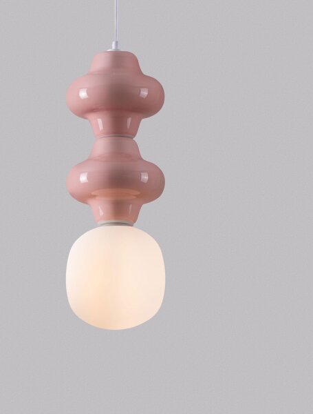 Hängeleuchte Weiß Rosa 18 cm breit E14 höhenverstellbar