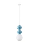 Pendelleuchte Glas Keramik E14 Wei&szlig; Blau 18 cm...