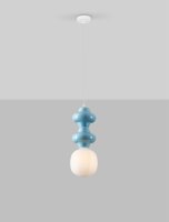 Pendelleuchte Glas Keramik E14 Weiß Blau 18 cm...