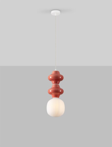 Hängelampe E14 18 cm breit Weiß Rot höhenverstellbar Modern