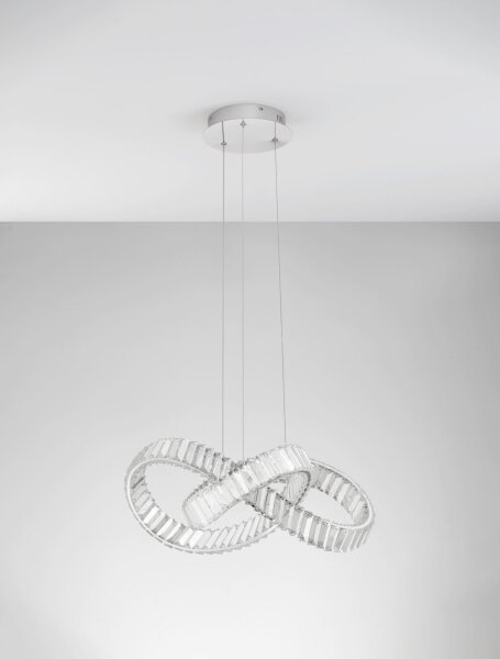 LED Pendelleuchte rund 60 cm breit in Chrom dimmbar GARLAND