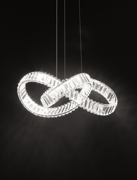 LED Pendelleuchte rund 60 cm breit in Chrom dimmbar GARLAND