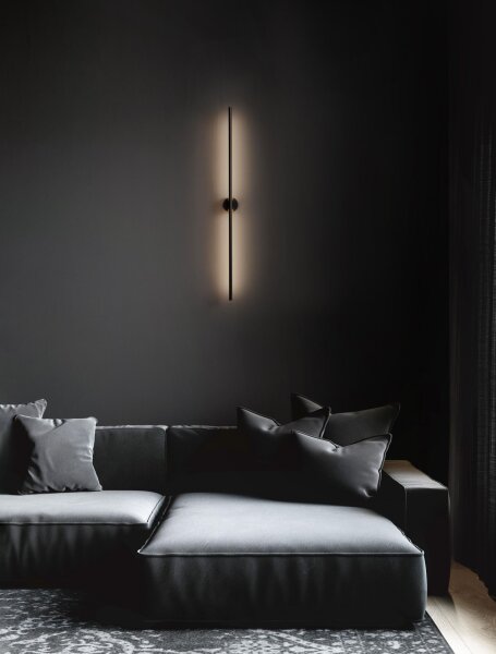 LED Wandlampe Bad schmal IP44 90 cm hoch Schwarz warmweiß