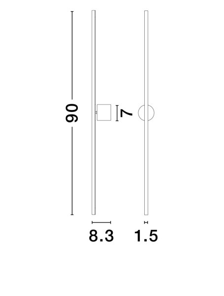 LED Wandlampe Bad schmal IP44 90 cm hoch Schwarz warmweiß