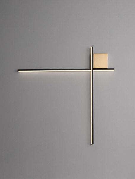 LED Wandlampe 80 cm breit in Schwarz Gold dimmbar 2 flammig