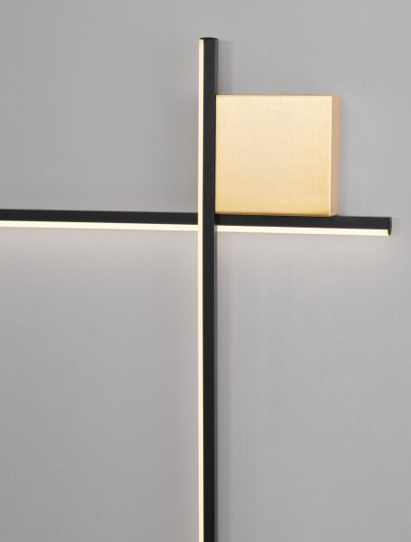 LED Wandlampe 80 cm breit in Schwarz Gold dimmbar 2 flammig