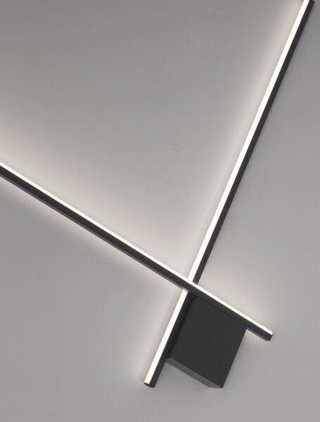 LED Wandleuchte Minimalistisch Schwarz 80 cm breit dimmbar