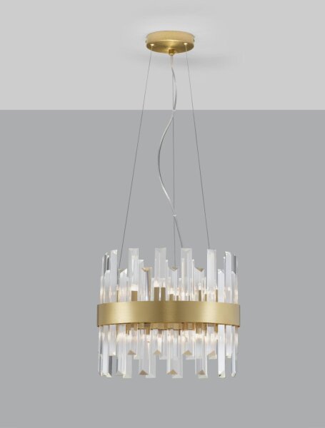Pendelleuchte Klassisch in Gold matt Ø 35 cm G9 Kristall
