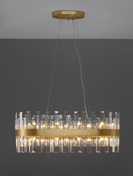 Kronleuchter in Gold matt 80 cm lang G9 Klassisch Kristall