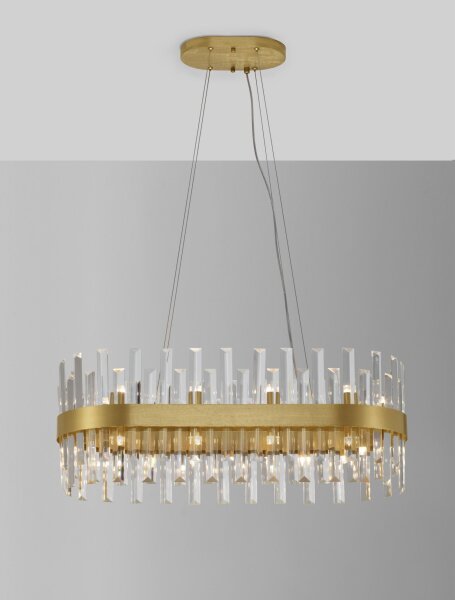Kronleuchter in Gold matt 80 cm lang G9 Klassisch Kristall