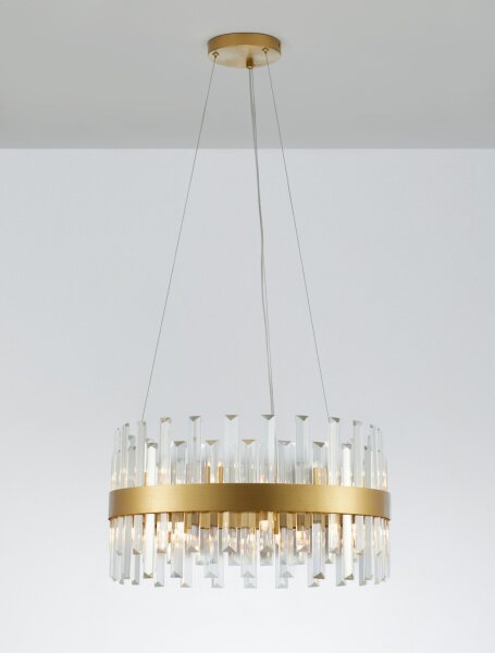 Hängeleuchte Kristall G9 in Gold matt Ø 55 cm Klassisch Ring