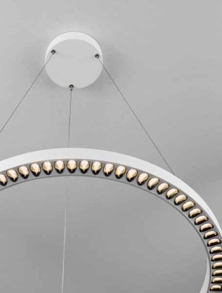 LED Pendelleuchte Ring Ø 65 cm Weiß dimmbar höhenverstellbar