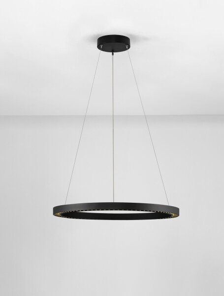 LED Pendelleuchte Schwarz Ø 65 cm dimmbar Ring warmweiß