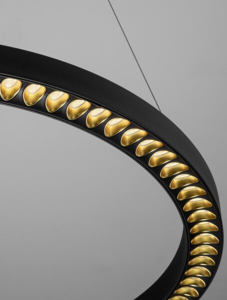 LED Pendelleuchte Schwarz Ø 65 cm dimmbar Ring warmweiß