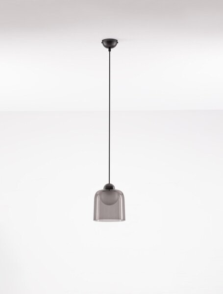 LED Pendelleuchte rund 14 cm breit Schwarz Grau Weiß Retro