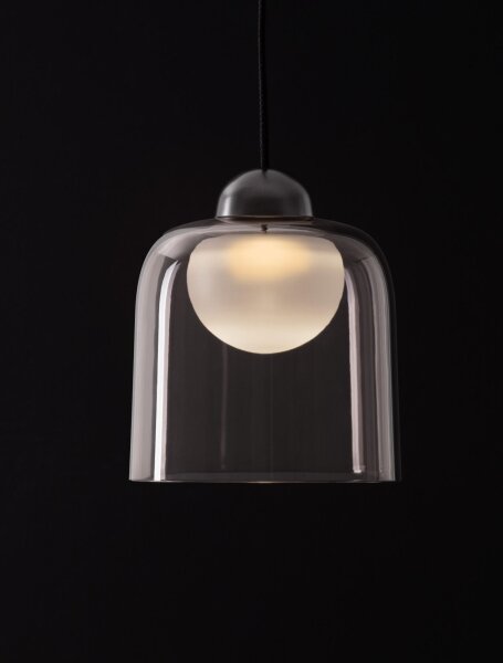 LED Pendelleuchte rund 14 cm breit Schwarz Grau Weiß Retro