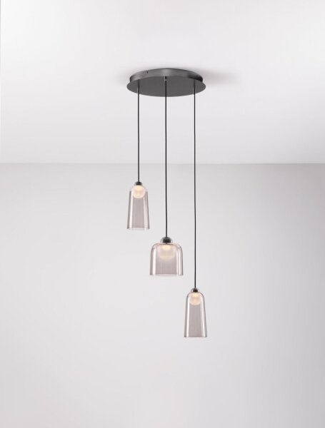 LED Hängeleuchte Schwarz Grau Weiß 35 cm breit Retro Kugel