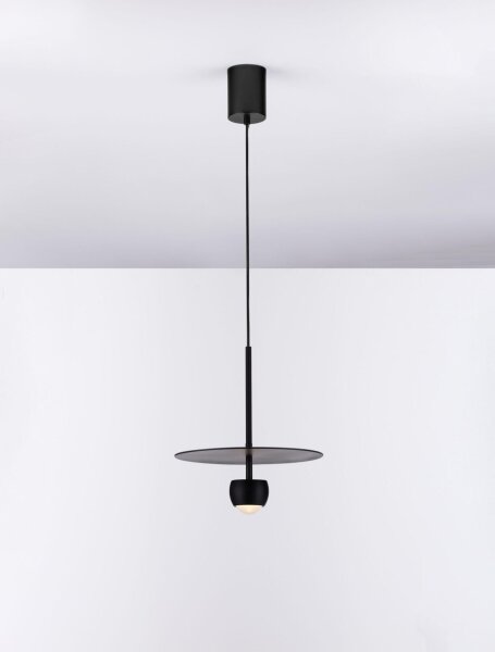 LED Hängelampe Ø 30 cm Schwarz höhenverstellbar Retro schmal