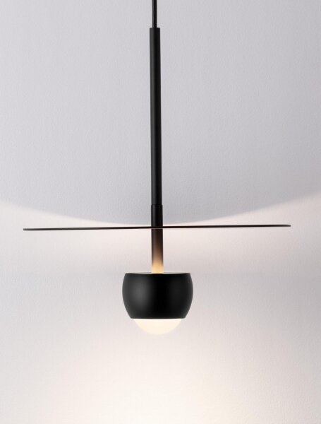 LED Hängelampe Ø 30 cm Schwarz höhenverstellbar Retro schmal