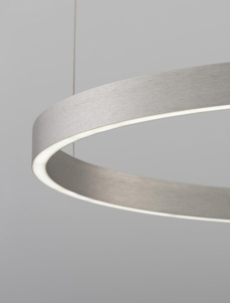 LED Pendelleuchte Ring Ø 80 cm in Silber gebürstet dimmbar