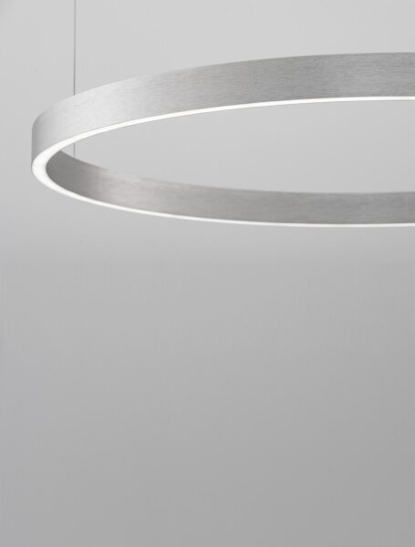 LED Pendelleuchte Ring Ø 80 cm in Silber gebürstet dimmbar