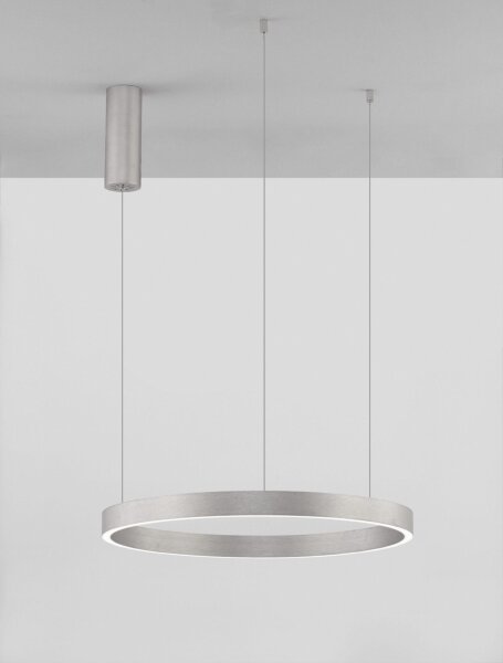 LED Hängelampe Ø 60 cm in Silber gebürstet dimmbar Ring