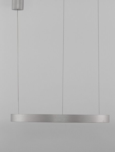 LED Hängelampe Ø 60 cm in Silber gebürstet dimmbar Ring