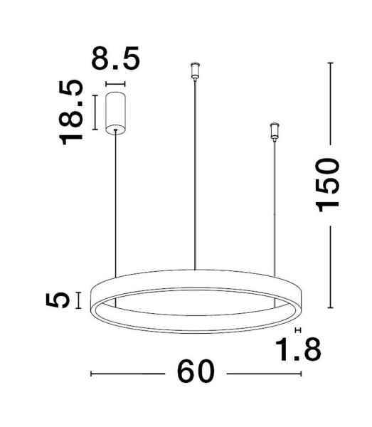 LED Pendelleuchte Ø 60 cm dimmbar Schwarz höhenverstellbar