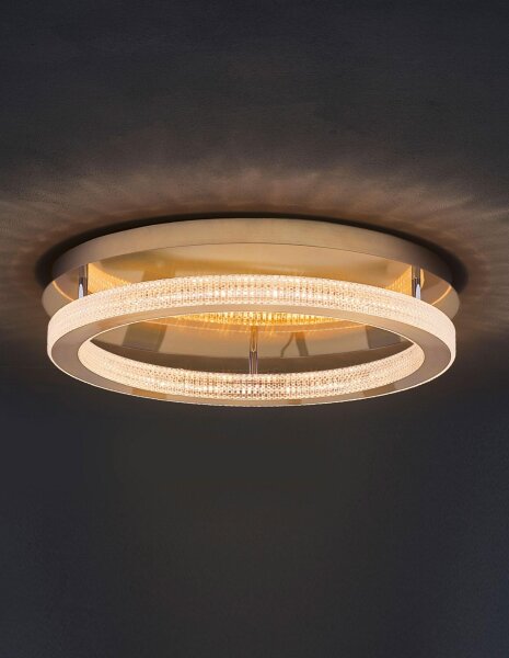 LED Deckenlampe Ring Ø 60 cm in Antik Gold dimmbar warmweiß