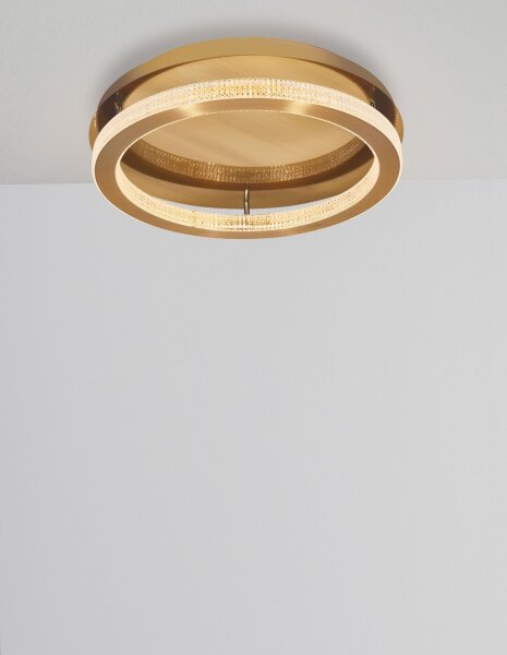 LED Deckenlampe Ring Ø 60 cm in Antik Gold dimmbar warmweiß