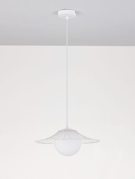 Pendelleuchte rund E27 Ø 36 cm Weiß höhenverstellbar Kugel
