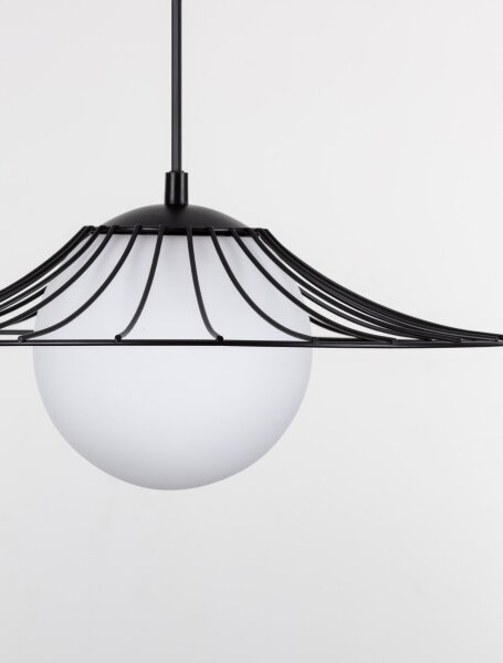 Hängelampe Schwarz Weiß Ø 36 cm E27 Glas Metall rund Kugel