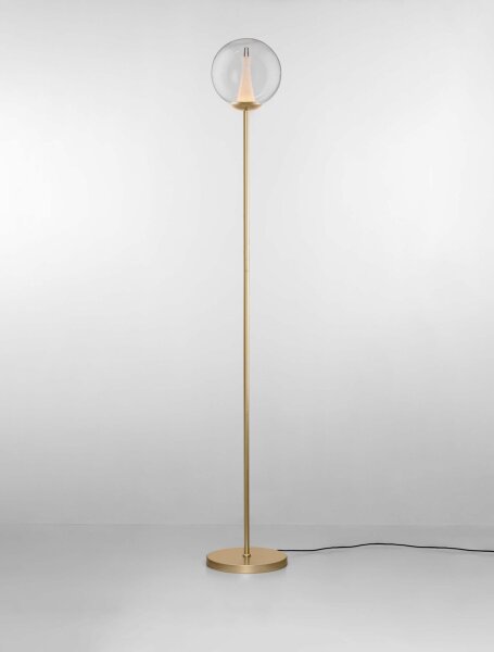 LED Stehlampe rund 162 cm in Gold dimmbar Klarglas warmweiß