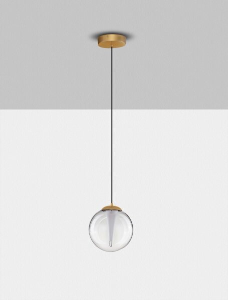 LED Hängelampe in Gold Ø 22 cm dimmbar Klarglas Kugel HEATON